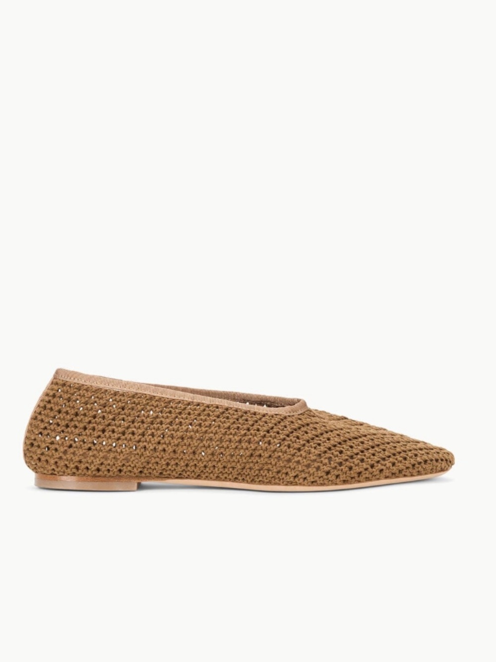 NIB • STAUD Alba crochet ballet flats in camel